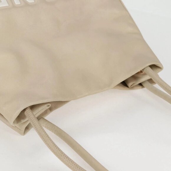 CHANEL Tote Bag Lamb Skin Beige Gold CC Auth 118935V - Picture 7 of 16